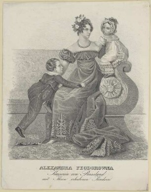 Gruppenbildnis der Alexandra Feodorowna von Rußland mit zweien ihrer Kinder