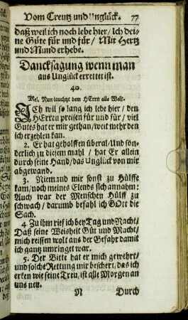 Dancksagung wenn man aus Unglück errettet ist.