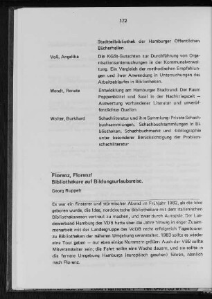 Florenz, Florenz! : Bibliothekare auf Bildungsurlaubsreise.