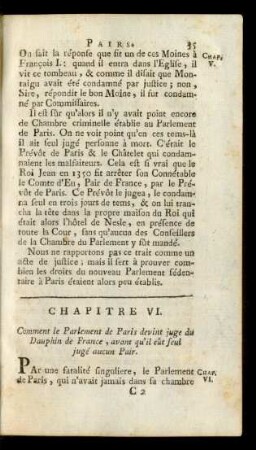 Chapitre VI. Comment le Parlement de Pris devint juge du Dauphin de France, avant qu'il eût seul jugé aucun Pair.