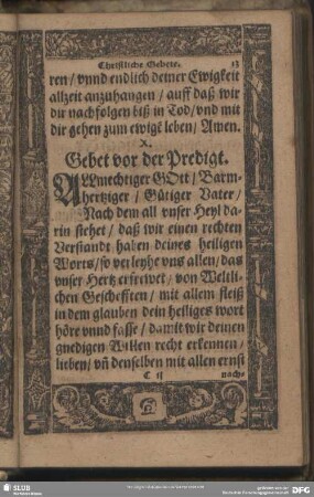 X. Gebet vor der Predigt