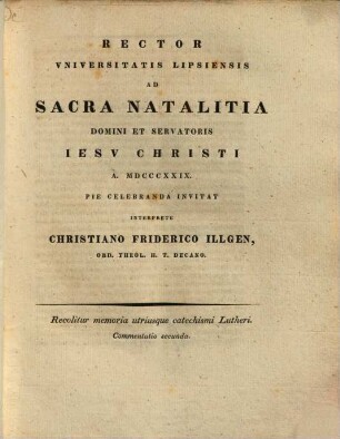 Memoria utriusque catechismi Lutheri : Commentatio ..., 2