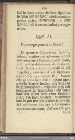 Quaest. II. Cuius ergo generis sit Pulex?