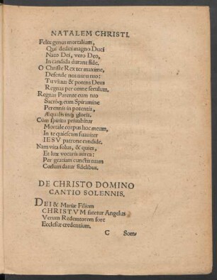 De Christo Domino Cantio Solennis.