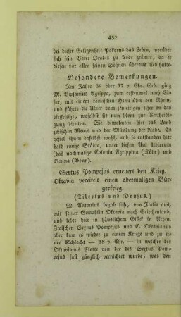 Sextus Pompejus erneuert den Krieg. Oktavia vereitelt einen abermaligen Buergerkrieg. (Tiberius und Drusus.)