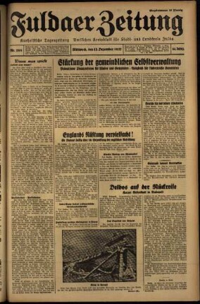 Erste Ausgabe vom Mittwoch, den 15. Dezember 1937.