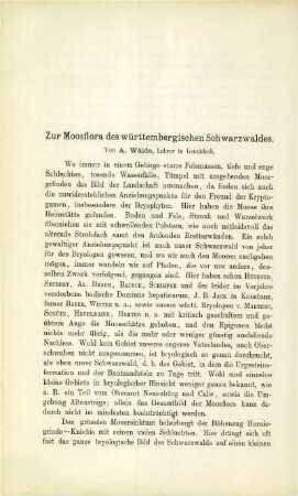 Zur Moosflora des württembergischen Schwarzwaldes