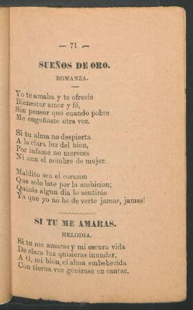 Sueños de oro. : Romanza.