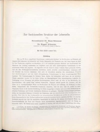 Zur funktionellen Struktur der Leberzelle.