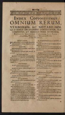 Index Copiosissimus Omnium Rerum, Verborum, Ac Notabilium, ...