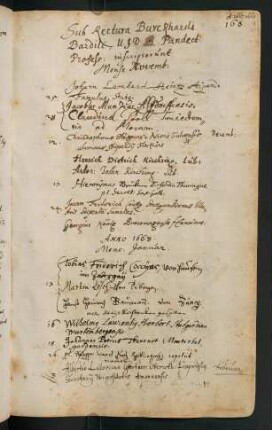 Winterhalbjahr 1667/1668. Rektorat Burkhard Bardili