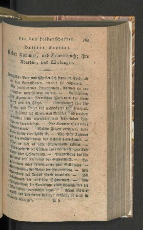 Drittes Kapitel. Ueber Kummer, und Schwermuth;