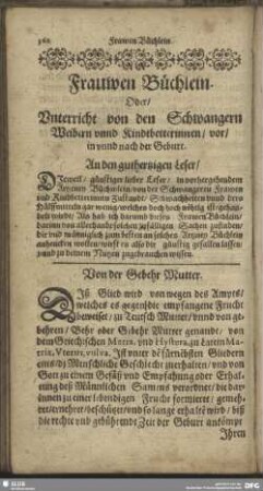 12. Kindbetterin und Heb.Ammenbüchlein