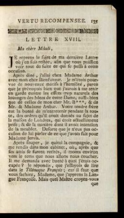 Lettre XVIII. Ma chère Miladi, ...