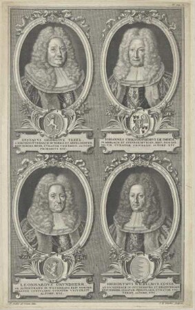 Gruppenbildnis des Gvstavvs Georgivs Tezel, des Iohannes Christophorvs de Imhof, des Leonhardvs Grvndherr und des Hieronymvs Wilhelmvs Ebner