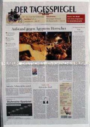 Tageszeitung "Der Tagesspiegel" u.a. zum Aufstand gegen Präsident Mubarak in Ägypten