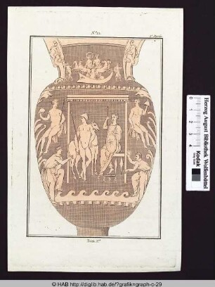 Eine Vase mit antiken Göttern und Ornamenten