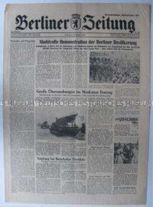 Tageszeitung "Berliner Zeitung" u.a. zum 40. Jahrestag der Oktoberrevolution
