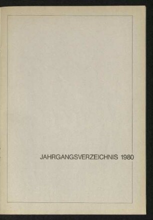 [Eingeheftete Beilage:] ARCH+ Jahrgangsverzeichnis 1980