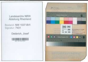 Entnazifizierung Josef Dederich , geb. 20.06.1902 (Kaufm.Angestellter)