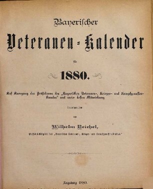 Bayerischer Veteranen-Kalender : für .... 1880