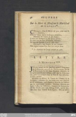 Sur la mort de Monsieur le Marêchal de Crequi.
