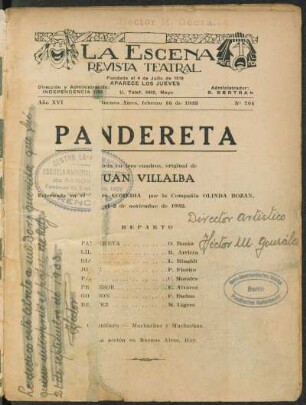 Pandereta : pieza en tres cuadros