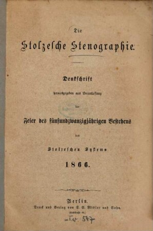 Die Stolzesche Stenographie