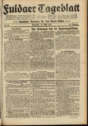Ausgabe vom Dienstag, den 10. Mai 1921.
