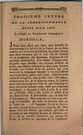 Troisieme Lettre De La Correspondance Entre Deux Amis