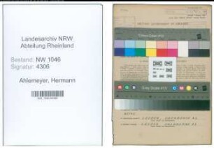 Entnazifizierung Hermann Ahlemeyer , geb. 28.02.1891 (Arbeiter)