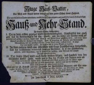 1: Der Kluge Hauß-Vatter. [1]