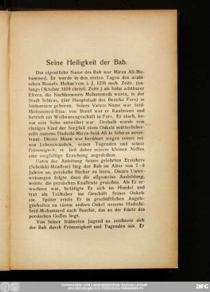 Seine Heiligkeit der Bab.