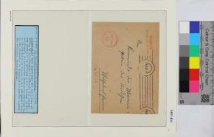 Dienstbrief, Schiffsname/Landeinheit: Kommando 3. Torpedobootsflottille, Feldpostnr. 31267; Frankatur, Mi.-Nr.: [Keine]; Poststempel: Masch.-Stpl: 11.3.42.-9; Nebenstempel: in rot: Deutsche Feldpost-Nr. M31267, Feldpost