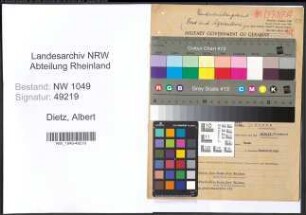 Entnazifizierung Albert Dietz , geb. 17.10.1900 (Sachbearbeiter)