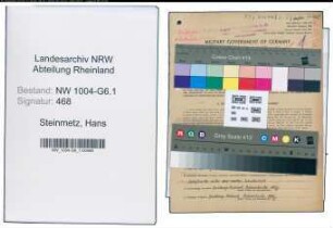 Entnazifizierung Hans Steinmetz , geb. 08.09.1895 (Ingenieur)