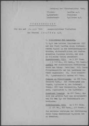Lauffen/Neckar: Pfarrbericht 1949