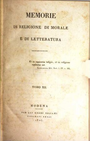 Memorie di religione, di morale e di letteratura, 12. 1827 = Fasc. 34 - 36