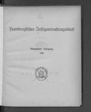 18.1929: Hamburgisches Justizverwaltungsblatt : HmbJVBL