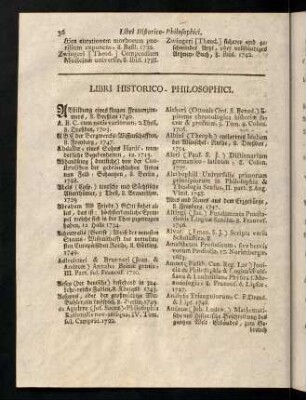 36-69, Libri Historico - Philosophici.