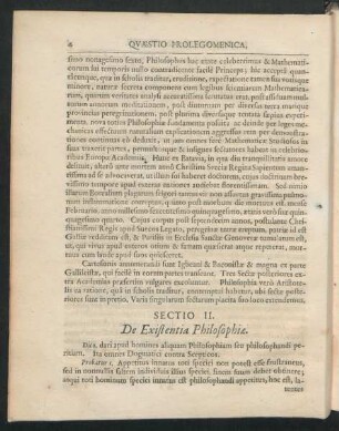 Sectio II. De Existentia Philosophiae.