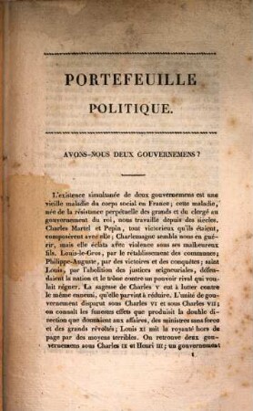 Porte-feuille politique suite à la Minerve