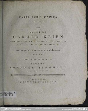 Varia Iuris Capita