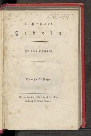Lichtwer's Fabeln : in vier Büchern