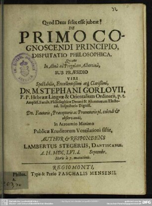 Disputatio de primo cognoscendi principio