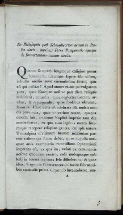 De Philosophis post Scholasticorum aevum in Italia claris, ...
