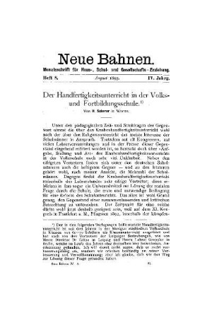 Der Handfertigkeitsunterricht in der Volks- und Fortbildungsschule