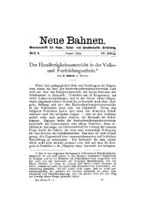 Der Handfertigkeitsunterricht in der Volks- und Fortbildungsschule