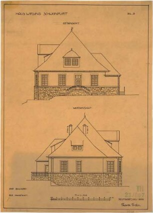 Fischer, Theodor; Schweinfurt (Bayern); Haus Wirsing - Ost - u. Westseite (Ansichten)