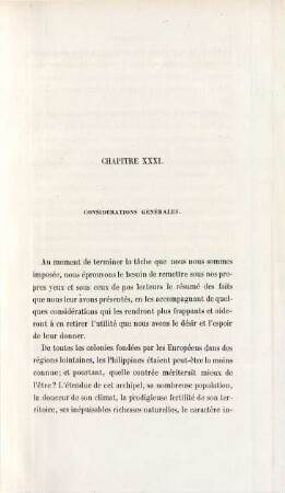Chapitre XXXI. Considérations générales